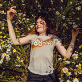 レトロブライドタイポグラフィサマー結婚レインボーT-Sh Tシャツ