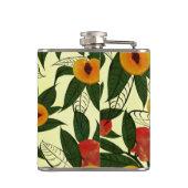 レトロブラウンオレンジレッドグリーンさくらんぼフルーツ&フラワー フラスク (裏面)