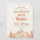 レトロブラウンカウボーイをテーマにした30歳の誕生日 招待状 (正面)
