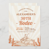 レトロブラウンカウボーイをテーマにした30歳の誕生日 招待状 (正面/裏面)