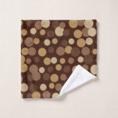 レトロブラウンドットバスルーム用タオルセット バスタオルセット (ウォッシュタオル)