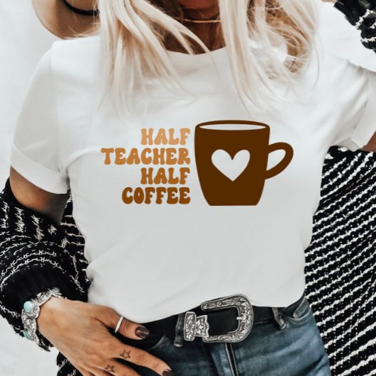 レトロブラウンハーフ先生ハーフコーヒー女性 Tシャツ
