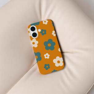 レトロブラウンフローラ名門私立校風のヒッピー彼女のためのシックなギフト iPhone 16ケース