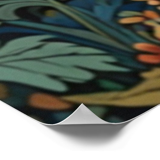 レトロブラウンベアのアートワークboho woodland forest ポスター (角)