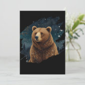 レトロブラウンベア真夜中の冬の風景 招待状 (スタンド正面)
