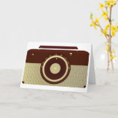 レトロブラウン及び金ゴールドアンティーク無線機 カード (黄色い花)