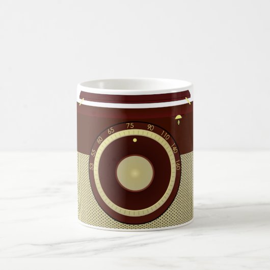 レトロブラウン及び金ゴールドアンティーク無線機 コーヒーマグカップ (中央)