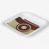 レトロブラウン及び金ゴールドアンティーク無線機 ペーパープレート (傾斜あり)