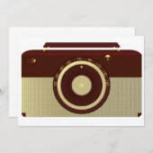 レトロブラウン及び金ゴールドアンティーク無線機 招待状 (正面/裏面)