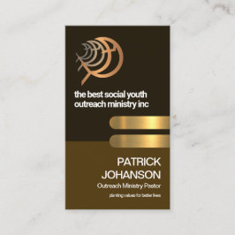 レトロブラウン層金ゴールドタブ宗教魚省 名刺
