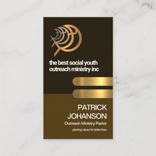 レトロブラウン層金ゴールドタブ宗教魚省 名刺 (正面)