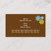 レトロブラウン、ターコイズペイズリーモチーフフローラ 名刺 (裏面)