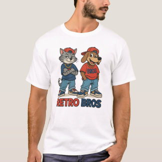 レトロブラザーズ - 90年代風アニメスタイル メンズTシャツ Tシャツ