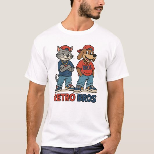 レトロブラザーズ - 90年代風アニメスタイル メンズTシャツ Tシャツ (正面)