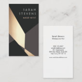 レトロブラックおよび金ゴールドアールデコ抽象芸術 名刺 (正面/裏面)