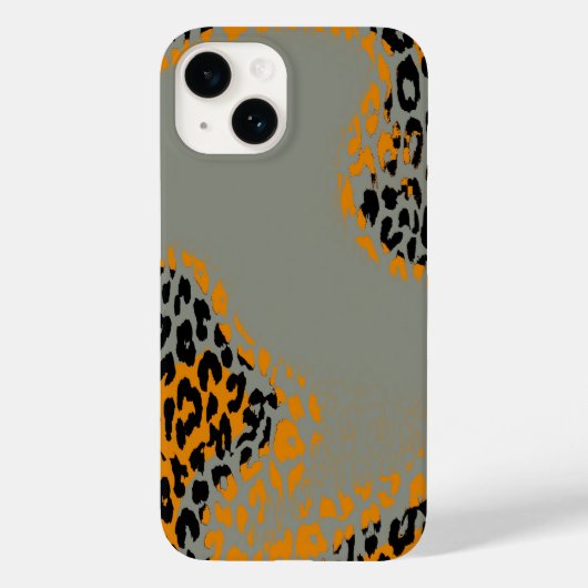 レトロブラックとイエローヒョウのグレー印刷 Case-Mate iPhoneケース (裏面)