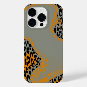 レトロブラックとイエローヒョウのグレー印刷 Case-Mate iPhone 14 PROケース