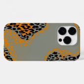 レトロブラックとイエローヒョウのグレー印刷 Case-Mate iPhoneケース (裏面 (横))