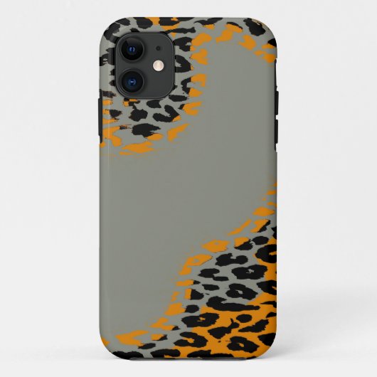 レトロブラックとイエローヒョウのグレー印刷 Case-Mate iPhoneケース (裏面)