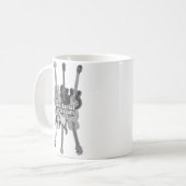 レトロブラックとホワイトのギタリスト用ギター コーヒーマグカップ (正面左)