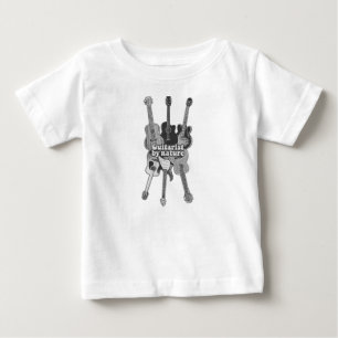 レトロブラックとホワイトのギタリスト用ギター ベビーTシャツ
