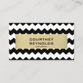 レトロブラックとホワイトの山形の黄色 名刺