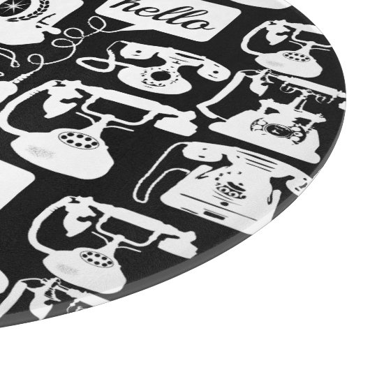 レトロブラックまたは任意の色と白の電話パターン カッティングボード (角)