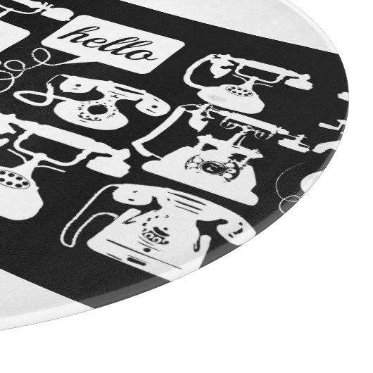 レトロブラックまたは任意の色と白の電話パターン カッティングボード (角)