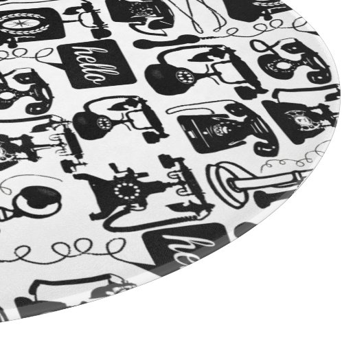 レトロブラックまたは任意の色と白の電話パターン カッティングボード (角)