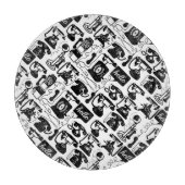 レトロブラックまたは任意の色と白の電話パターン カッティングボード (正面)