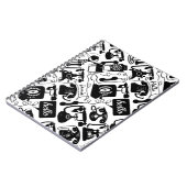 レトロブラックまたは任意の色と白の電話パターン ノートブック (左側)