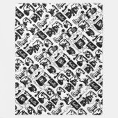 レトロブラックまたは任意の色と白の電話パターン フリースブランケット (正面)