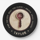 レトロブラックエスケープルーム探偵ミステリー鍵 ペーパープレート (正面)