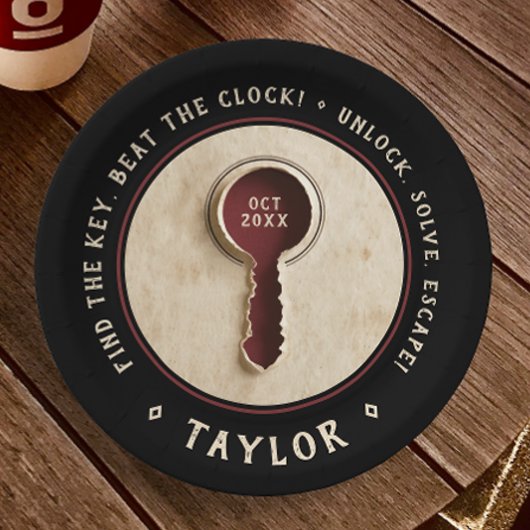 レトロブラックエスケープルーム探偵ミステリー鍵 ペーパープレート