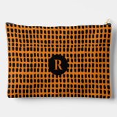 レトロブラックオレンジシンプル抽象芸術ラインアート アクセサリーポーチ (裏面)