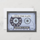 レトロブラックカセットテープ Save The Date カード (裏面)