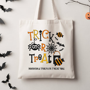 レトロブラックキッズハロウィーントリックまたはトリートトート トートバッグ