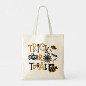 レトロブラックキッズハロウィーントリックまたはトリートトート トートバッグ (裏面)