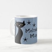 レトロブラックキャッツ、建築ブームブルー コーヒーマグカップ (正面左)