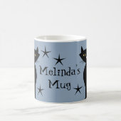 レトロブラックキャッツ、建築ブームブルー コーヒーマグカップ (中央)