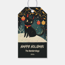 レトロブラックキャットおもしろいホリデイ ギフトタグ