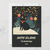 レトロブラックキャットおもしろいホリデーカード シーズンカード (正面)