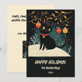 レトロブラックキャットおもしろいホリデーカード シーズンカード