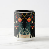レトロブラックキャットおもしろいホリデーマグ ツートーンマグカップ (中央)
