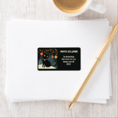 レトロブラックキャットおもしろいホリデー差出人住所ラベル ラベル (インサイチュ)