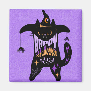 レトロブラックキャットウィッチおかしいハロウィーン マグネット
