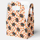 レトロブラックキャットオレンジチェックパターン フェイバーボックス (オープン)