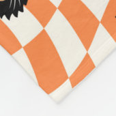 レトロブラックキャットオレンジチェックパターン フリースブランケット (角)
