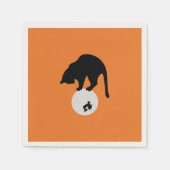 レトロブラックキャットオンザムーンハロウィーン スタンダードカクテルナプキン (正面)