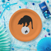 レトロブラックキャットオンザムーンハロウィーン ペーパープレート (パーティー)